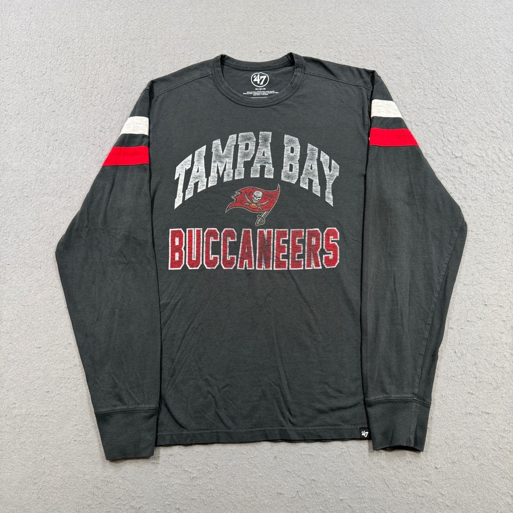 Vintage Tampa Bay Buccaneers T-Shirt Men's Medium Black Long Sleeve NFL Football